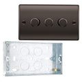 BG Nexus Black Nickel 200W 2 Way Trailing Edge Triple Dimmer Switch NBN83 and 25mm Steel Back Box