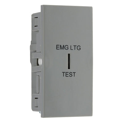 BG Flatplate Screwless Polished Chrome 20AX 2 Way Emergency Lighting Test Key Switch - Key Included - Grey Insert