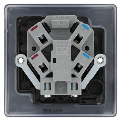 BG Nexus Matt Black 13A Unswitched Fused Connection Unit NFB54 with 35mm Steel Back Box