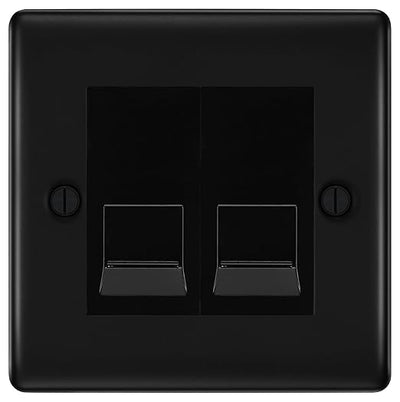 BG Nexus Matt Black Double RJ11 Telephone Socket NFBRJ112 - Black Insert by British General (BG-NFBRJ112B)