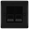 BG Nexus Matt Black Double RJ11 Telephone Socket NFBRJ112 - Black Insert