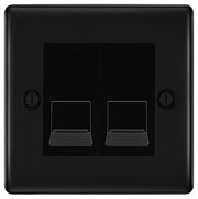 BG Nexus Matt Black Double RJ11 Telephone Socket NFBRJ112 - Black Insert by British General (BG-NFBRJ112B)