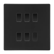 BG Matt Black Screwless 5 Gang 2 Way Custom Grid Light Switch with Back Box Included by British General (BG-SCL-MB-5G-CUSTOM-LIGHT-SWITCH)