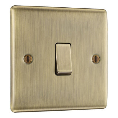 BG Nexus Antique Brass 20A 16AX Intermediate Light Switch NAB13 with 25mm Steel Back Box