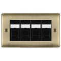 BG Nexus Antique Brass 4 Gang RJ45 Cat6 Data Socket Outlet Black Inserts
