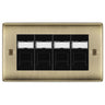 BG Nexus Antique Brass 4 Gang RJ45 Cat6 Data Socket Outlet Black Inserts by British General (BG-NABRJ454B)
