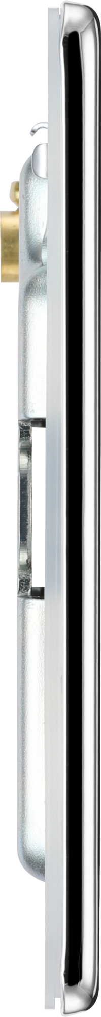 FPC94 Side - This screwless polished chrome single blank plate from British General is ideal for covering unused electrical connections and has a slim clip-on/off front plate for a luxurious finish.