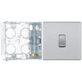 BG Screwless Brushed Steel 20A 16AX Intermediate Light Switch FBS13 with 35mm Steel Back Box