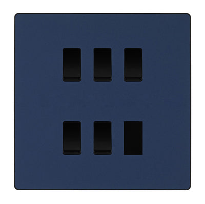 BG Evolve Matt Blue 5 Gang Custom Grid Light Switch with Back Box Included by British General (BG-Evolve-DB-5G-CUSTOM-LIGHT-SWITCH)