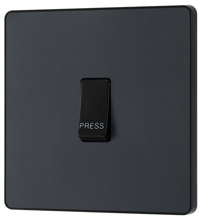 BG Evolve PCDMG14B Matt Grey 10AX 1 Way Press Switch - Black Insert