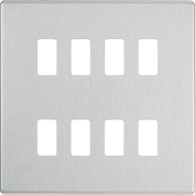 BG Electrical RFBS8 Nexus Grid Brushed Steel Screwless Front Plate 8 Module by British General (BG-RFBS8-Shopify-SA_1)