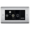 BG Nexus Brushed Steel TV/FM/SAT + Return & 1 Gang Tel - Screened Triplex Socket NBS68B by British General (BG-NBS68B)
