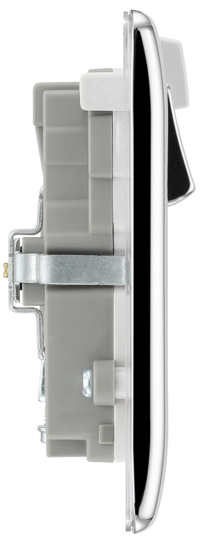 BG NPC22UWRW Nexus Metal Polished Chrome 2 Gang 13A 1x USB-A 2.1A Wi-Fi Range Extender Switched Socket