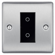 BG Nexus Brushed Steel Single Master Touch Dimmer Switch Black Insert NBSTDM1B by British General (BG-EMTDMB+NBSEMS1)
