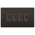 BG Black Nickel Screwless 4 Gang 3x Intermediate 1x 2 Way Custom Light Switch