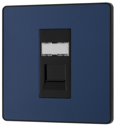 BG PCDDBRJ451B Matt Blue Evolve RJ45 Cat6 Data Outlet - Black Insert