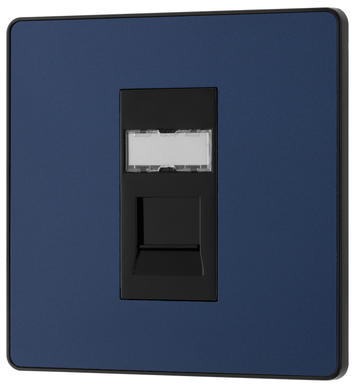 PCDDBRJ451B Front - This Evolve Matt Blue RJ45 ethernet socket from British General uses an IDC terminal connection and is ideal for home and office, providing a networking outlet with ID window for identification.