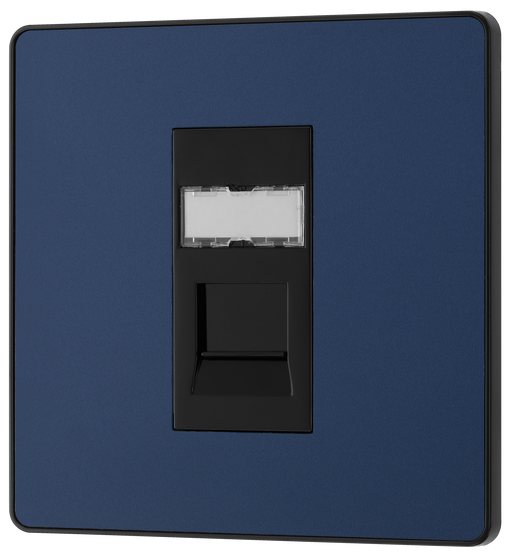 PCDDBRJ451B Front - This Evolve Matt Blue RJ45 ethernet socket from British General uses an IDC terminal connection and is ideal for home and office, providing a networking outlet with ID window for identification.