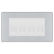 BG Screwless Polished Chrome 4 Gang Master Telephone Socket - White Insert by British General (BG-FPCBTM4W)