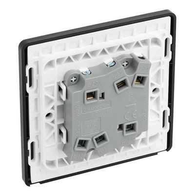 BG Evolve Satin Brass 2 Gang 20A 16AX 2 Way Light Switch PCDSB42B with 35mm Steel Back Box