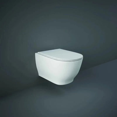 RAK Ceramics Moon Rimless Wall Hung WC Pan With Hidden Fixations - White - HAR19AWHA