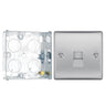BG Nexus Brushed Steel 1 Gang RJ11 Single Data Outlet NBSRJ111 with 25mm Steel Back Box by British General (BG-NBSRJ111+HGS02)