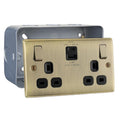 Antique Brass 13A 1x USB-A 1x USB-C Double Switched & Surface Pattress Back Box