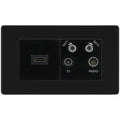 BG Screwless Matt Black 4G Faceplate with HDMI + TV/FM/SAT Module - Black