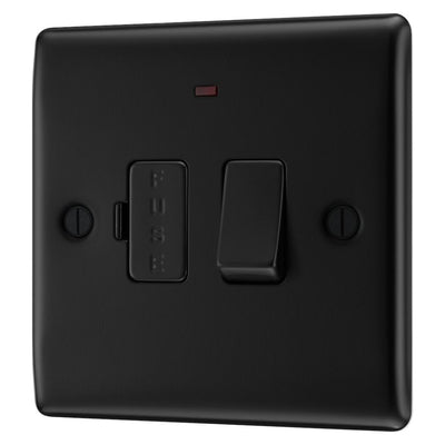 BG Nexus Matt Black 13A Neon Switched Fused Spur Unit NFB52 with 25mm Steel Back Box