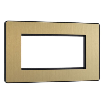 BG Evolve Satin Brass 4G Euro Plate with 2X USB-A Dual Chargers – Black Insert
