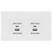 BG Nexus White 4G Faceplate with 45W USB A+C Charger Modules by British General (BG-8EMR4+EMUSBAC45W)