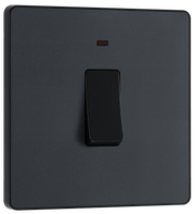 BG Evolve PCDMG31B Matt Grey 20A 2 Pole LED Switch - Black Insert by British General (BG-PCDMG31B-Shopify-SA_1)