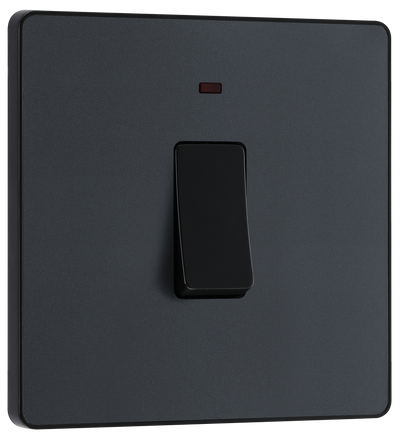 BG Evolve PCDMG31B Matt Grey 20A 2 Pole LED Switch - Black Insert by British General (BG-PCDMG31B-Shopify-SA_1)