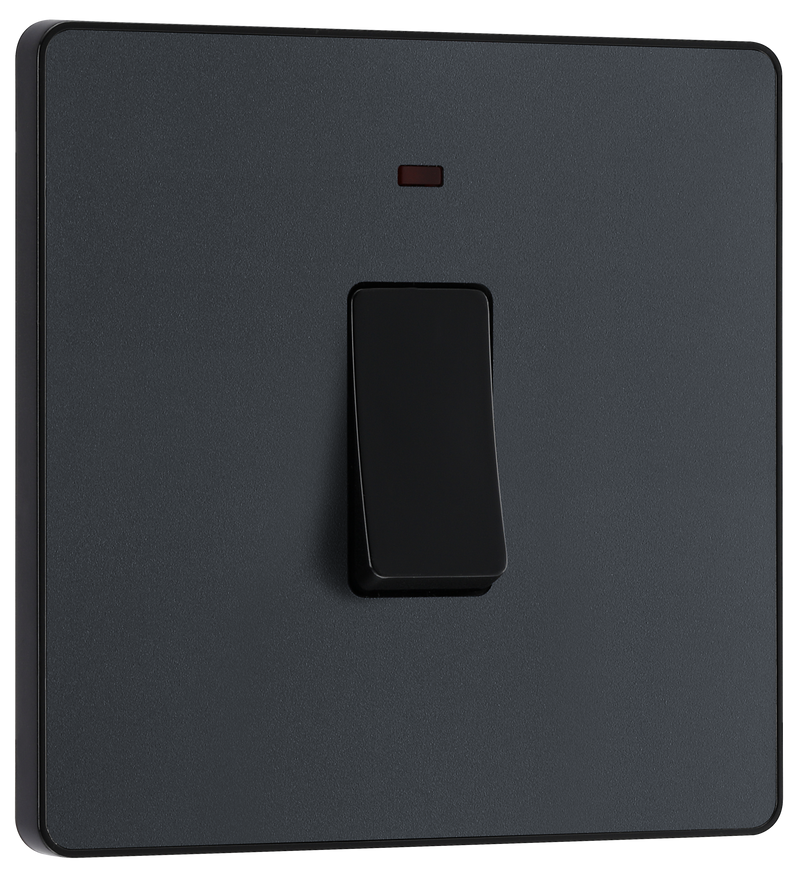 BG Evolve PCDMG31B Matt Grey 20A 2 Pole LED Switch - Black Insert