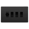 BG Evolve Black Chrome 4 Gang Switch 1x Trailing Edge LED Dimmer 3x Intermediate Custom Grid Switch