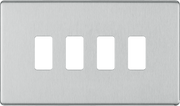 BG Electrical RFBS4 Nexus Grid Brushed Steel Screwless Front Plate 4 Module by British General (BG-RFBS4-Shopify-SA_1)