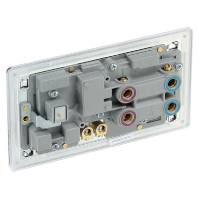 BG Screwless Polished Chrome 45A 2 Pole Cooker Neon Socket Switch FPC70G with 25mm Steel Back Box