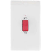 BG 872 Moulded Round Edge | White | 2 Gang 45A 2 Pole Neon Cooker Switch by British General (BG-872)