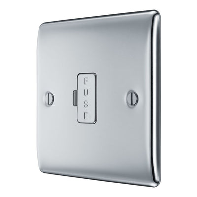 BG Nexus Polished Chrome 13A Unswitched Fused Connection Unit NPC54 with 35mm Steel Back Box