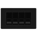 BG Screwless Matt Black 4 Gang RJ11 Telephone Socket Euro Module - Black Insert