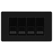 BG Screwless Matt Black 4 Gang RJ11 Telephone Socket Euro Module - Black Insert by British General (BG-FFBRJ114B)