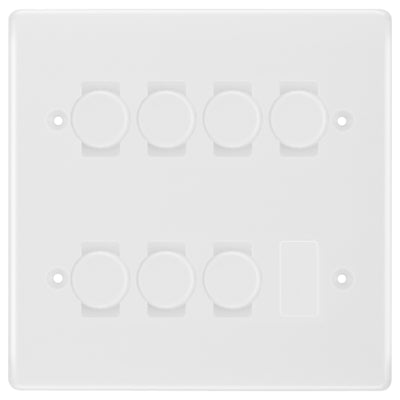 BG White 7 Gang Trailing Edge LED Dimmer Light Switch 2 Way Custom Switch by British General (BG-NEXUS-WM-7G-CUSTOM-7xDIMMER-2WAY)