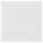 BG White 7 Gang Trailing Edge LED Dimmer Light Switch 2 Way Custom Switch by British General (BG-NEXUS-WM-7G-CUSTOM-7xDIMMER-2WAY)