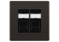BG Screwless Black Nickel 2 Gang RJ45 Data Socket FBNRJ452B Black Inserts
