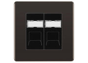 BG Screwless Black Nickel 2 Gang RJ45 Data Socket FBNRJ452B Black Inserts by British General (BG-FBNRJ452B)