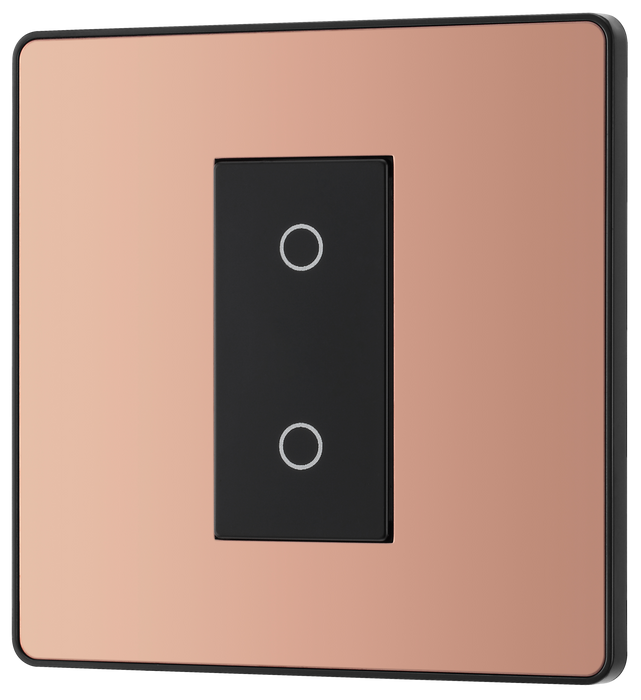 PCDCPTDS1B Front - This Evolve Polished Copper single secondary trailing edge touch dimmer allows you to control your light levels and set the mood. 