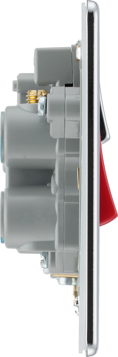 BG FPC70G Nexus Screwless Flat-Plate Switched Socket Cooker Unit Polished Chrome Grey Insert 45A