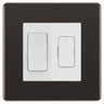 BG Flatplate Screwless Black Nickel 20A Intermediate Switch & 13A Fused Spur Plate | White Insert