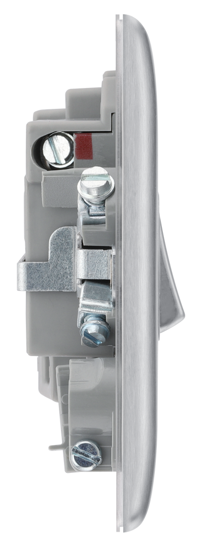 BG NBS53 Nexus Metal Brushed Steel 13A Flex Output Neon Switched Fused Spur Unit