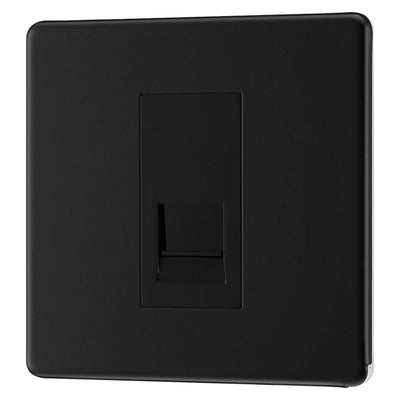 BG Screwless Matt Black Single Secondary Telephone Socket FFBBTS1 with 25mm Steel Back Box